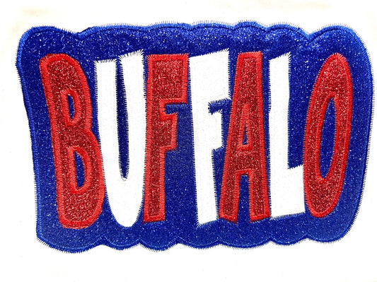 Embroidered White Buffalo Glitter Crewneck